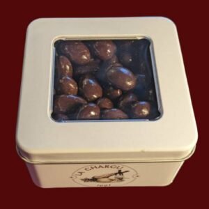CAJA ALMENDRA CON CHOCOLATE OSCURO LATA 300G